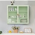 Royard Oaktree Metal Wall Cabinet with Glass Doors 3-Tier Wall Mounted Storage Cabinet with Detachable Shelves Modern Medicine Cabinet for Kitchen Bathroom Living Room, Mint Green