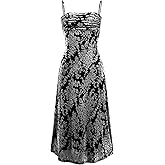 BTFBM Women's Summer Dress Sleeveless Spaghetti Strap Midi Dress Sexy Cowl Neck Floral Cocktail Dress Party Dresses