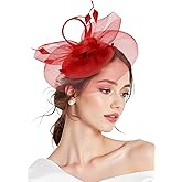 Zando 2025 Fascinators Hats for Women Ken-Tucky Derby Flower Tea Hat Mesh Feathers Headband Hair Clip for Wedding Cocktail