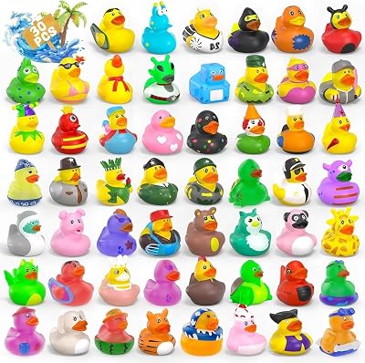 KAHEIGN 30 Pcs Rubber Ducks Random Assortment Bath Toys Mesh Bag