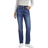 Metietila Womens Classic Jeans Straight Leg Stretchy Mid Rise Denim Pants