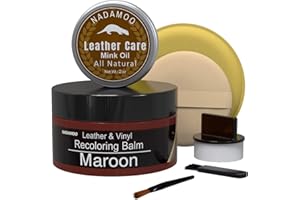 NADAMOO Maroon Leather Recoloring Balm with Mink Oil Leather Conditioner, Leather Repair Kits for Couches, Restoration Cream Scratch Repair Leather Dye For Vinyl Furniture Car Seat, Sofa, Shoes