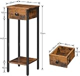 HOOBRO Slim Bedside Table with Drawer Brown Black view 3