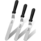 Anaeat Icing Spatulas, Set of 3 Professional Cake Angled Offset Spatula with 6", 8", 10" Stainless Steel Blades - Thickened F
