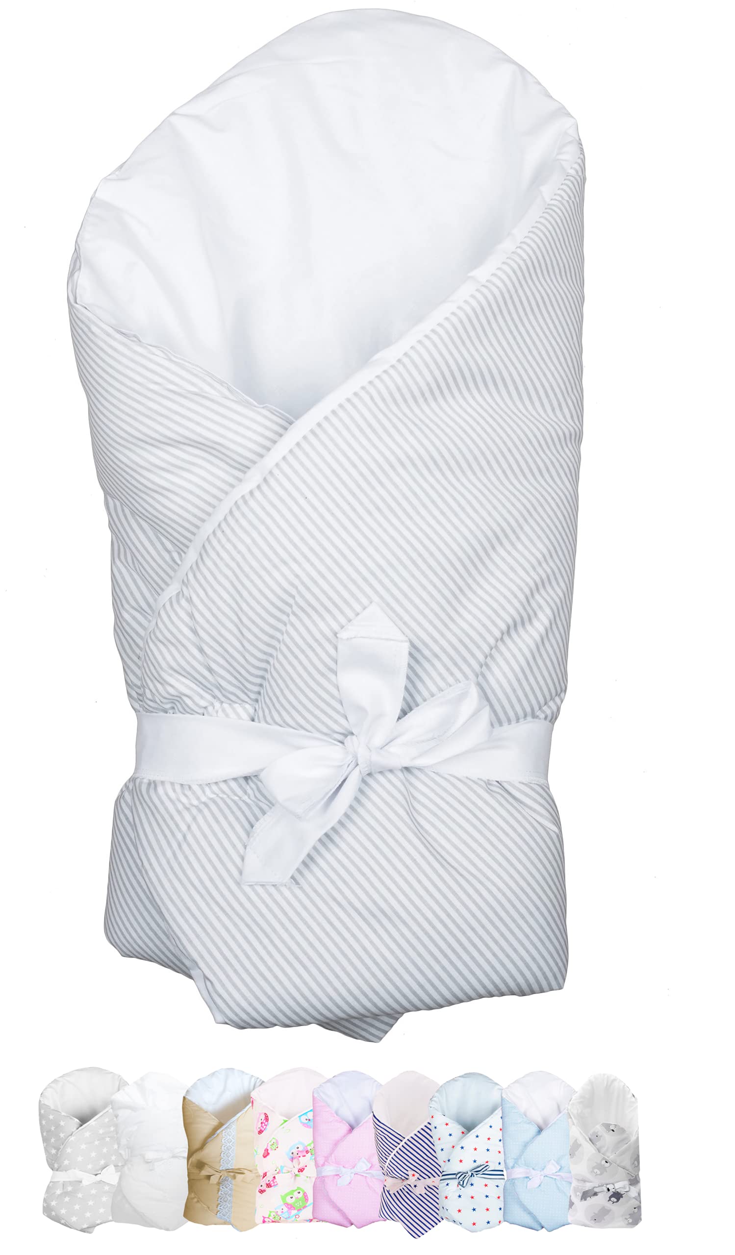 Vizaro - Swaddle Wrap for Newborn - Pure Premium Cotton - Made in EU - OekoTex - Safe for Babies - C. Grey Stripes