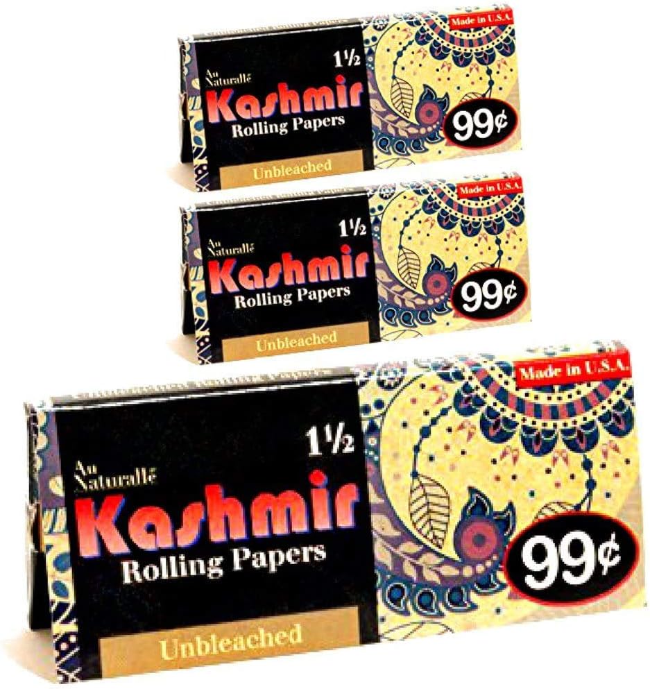 Kashmir 1 1/2 Rolling Papers Natural Gum Unbleached Pack of 3