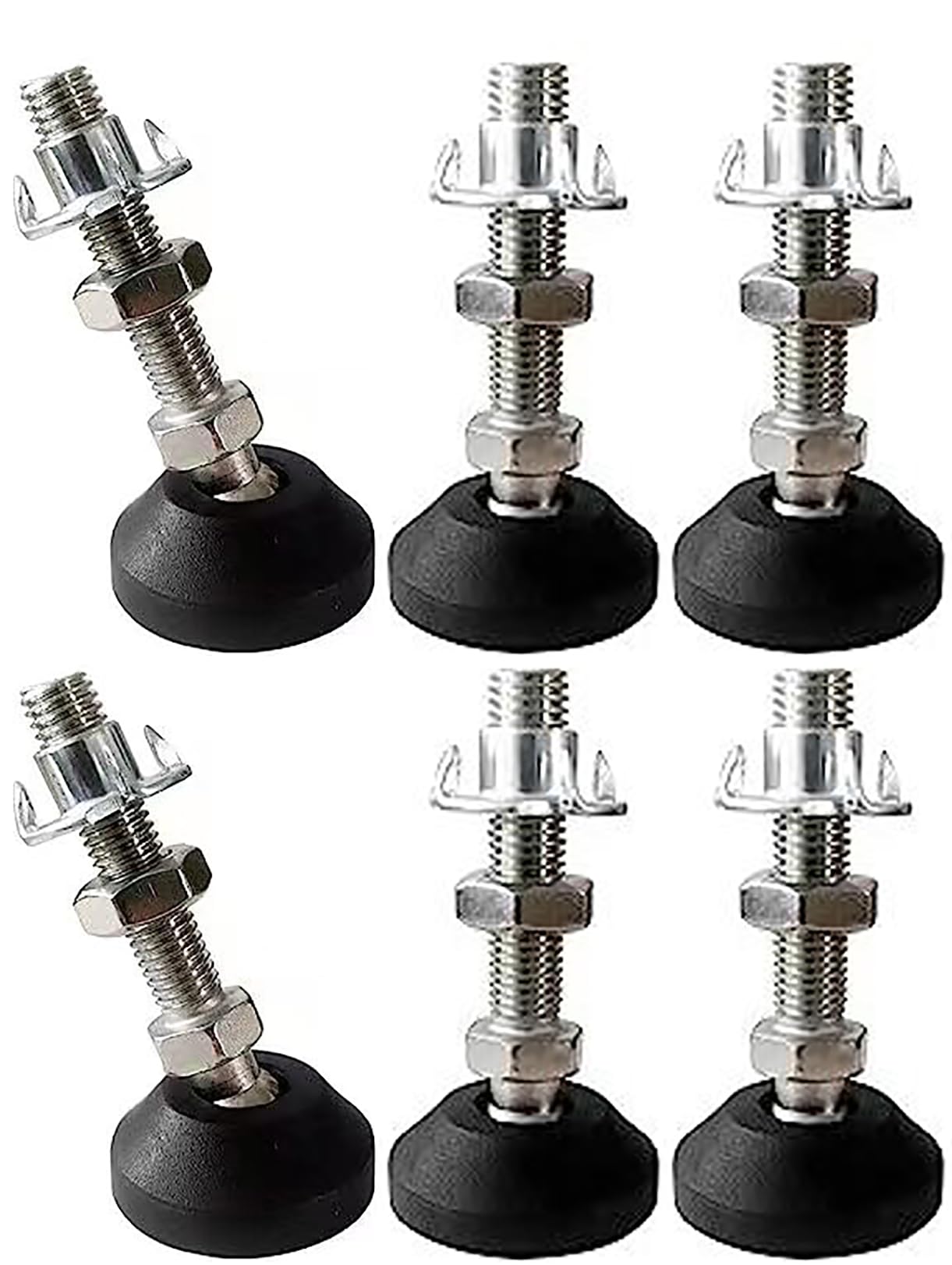 RHUAFET Pack of 6 Adjustable Foot M10 x 40 mm Adjustment Screw M8, Furniture Foot Base Foot Can Carry 400 kg Adjustable Feet Adjusting Plate Maximum 15° Tilt (6 Pieces - M10 x 40 mm), Silver,black