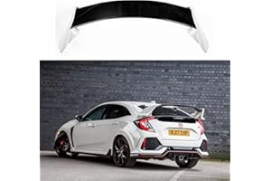 NINTE Spoiler for 2016-2021 Honda Civic 5Dr Hatchback, ABS Painted Gloss Black and White Type-R Style Rear Trunk Splitter Wing