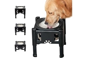 Pawque Elevated Dog Bowls, 80Oz Stainless Steel Water Feeder with 3 Adjustable Heights, Anti-Spill Design for Small to Medium Sized Dogs