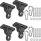 Heavy Duty Porch Swing Hangers Kit, with Screws Bolts for Wooden Sets Playground Porch Patio Yoga Seat Indoor Outdoor Hanging Snap Hooks (4 Pack Black)