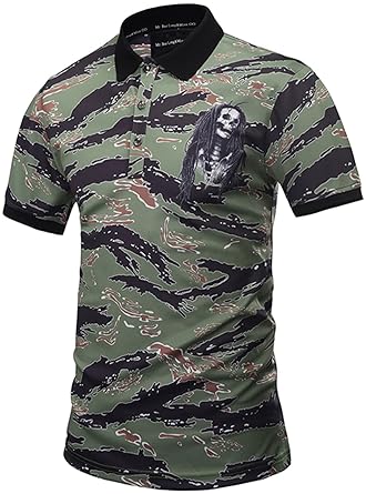 【クリックで詳細表示】Pizoff(ピゾフ) メンズ ポロシャツ 3Dプリント おしゃれ ストリート 半袖シャツ