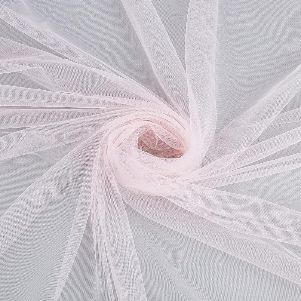 OLYCRAFT 2x1.6m Pink Tulle Fabrics Chiffon Sheer Crepe Fabric Gauze Mesh Bolt Net Chinlon Tulle for Cloths Wrapping DIY Sewing Crafts Wedding Party Decorations