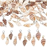 PH PandaHall Shell Pendants Spiral Seashells Craft Charms Cowrie Sea Shells Pendant Natural Shell Charms Conch Shells with Loop Bail
