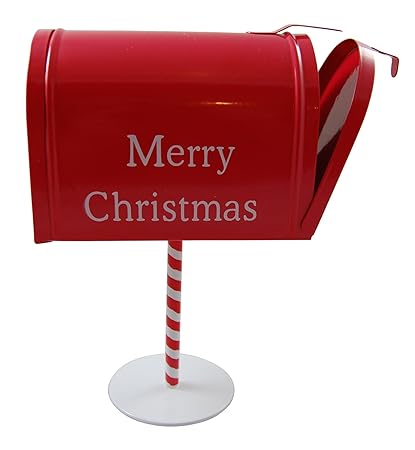 Gisela Graham Christmas Red Metal Decorative Post Box Amazon Co