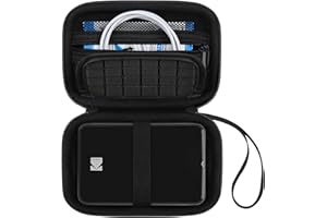 Canboc Carrying Travel Case Compatible with KODAK Step Wireless Mobile Photo Mini Color Printer, Zipper Mesh Pocket fit Photo Paper and Cable, Black (Case Only)