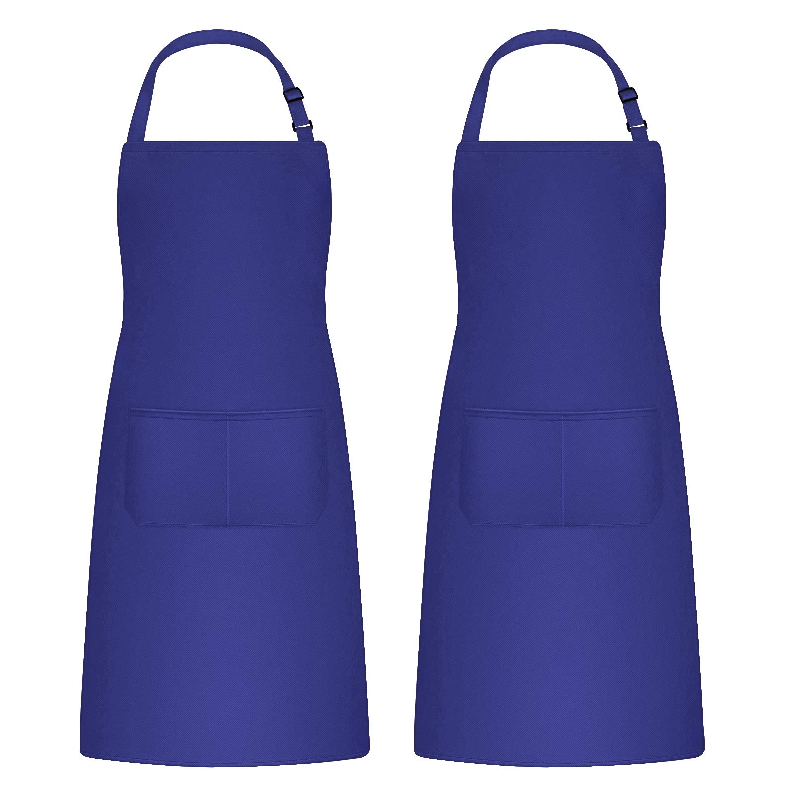 Catime 2pcs Cooking Aprons for Men Women, Chef Aprons with 2 Pockets for Kitchen, Adjustable Waterproof Aprons for Baking, Gardening, Art