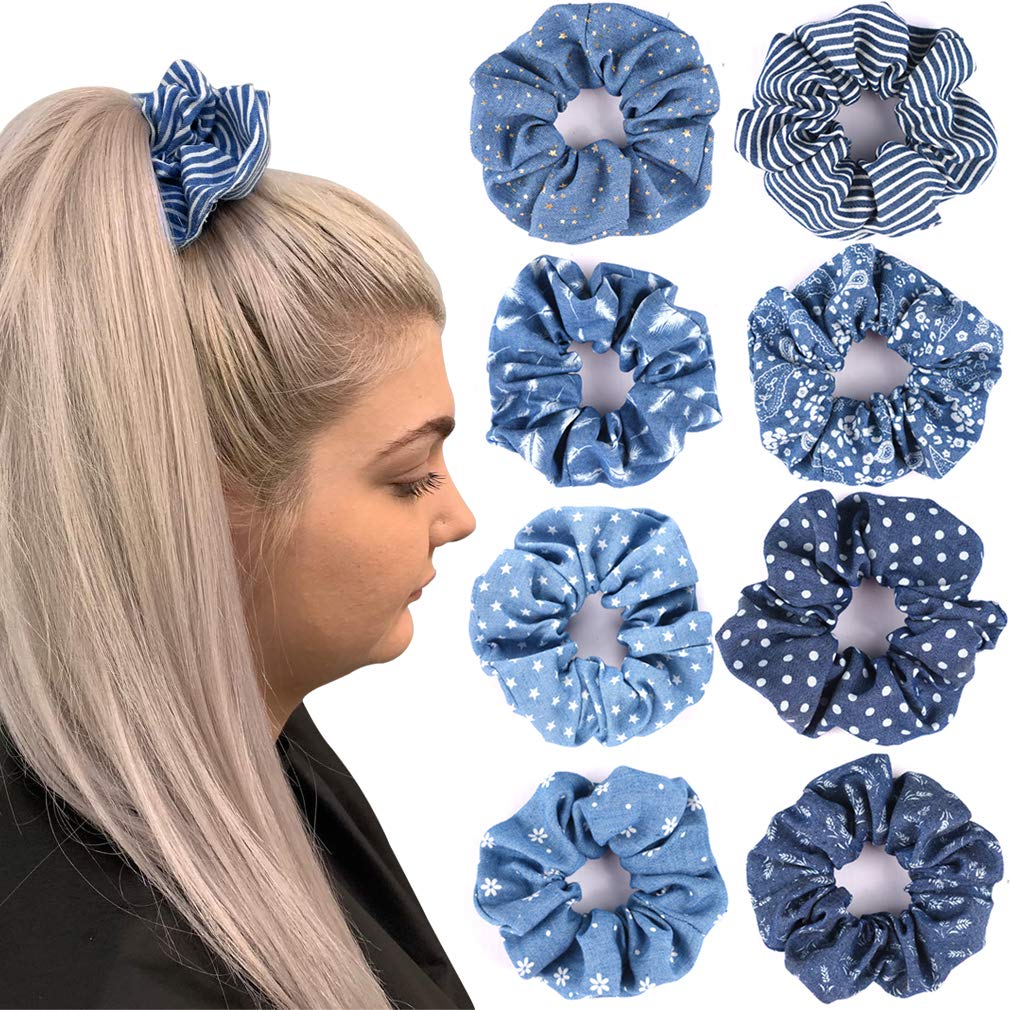 Hair Scrunchies Denim 90's Ties Elastic 