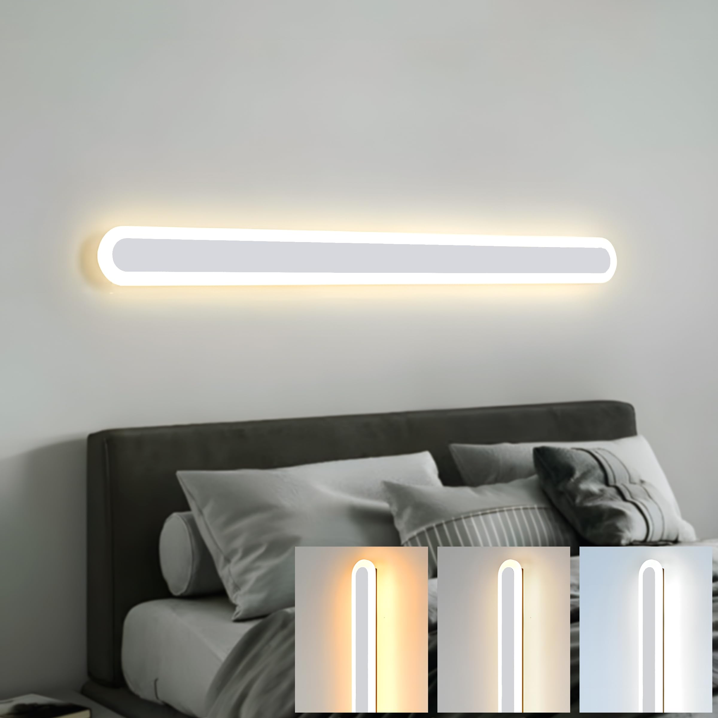 ZTWLEED LED Wall Light Indoor,44W Wall Lamp Modern 3000K/4000K/6000K,Acrylic Wall Sconce Lights for Bedroom Living Room Corridor Stair 120CM White