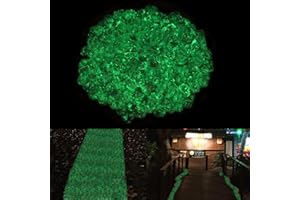Lechloris 10 LB Glow in the Dark Stones - 0.3-0.8"Natural Glow Rocks Pebbles for Outdoor Garden Landscaping Walkway & Indoor Decorative Glowing Stones for Aquarium Fish Tank Halloween Decor DIY Green