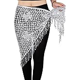 MISI CHAO Belly Dance Hip Scarf - Hip Skirt Belly Dancing Belt Triangle Shawl Tassel Belts Waist Chain for Women/Girls
