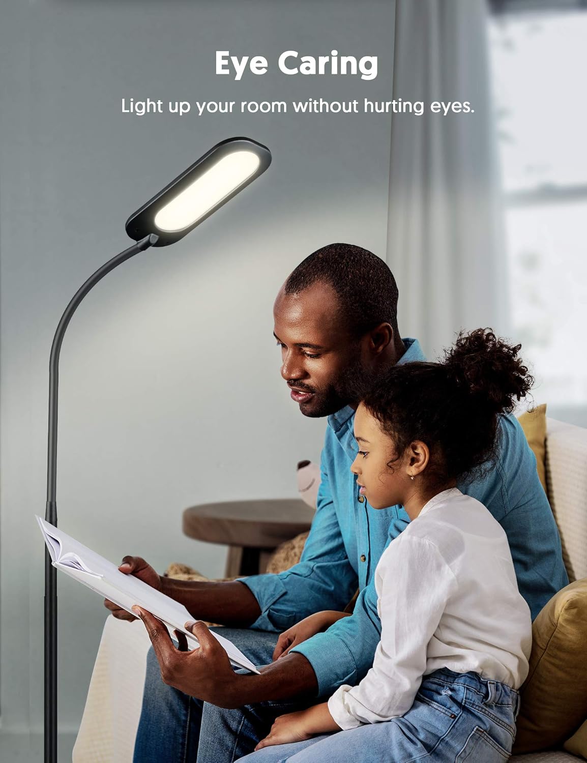 Floor Lamp, Lamps for Living Room TECKIN Reading Lamp, 5 Color Temperatures & 4 Level Brightness, Dimmable Adjustable Standing Lamp for Bedroom Office - - 