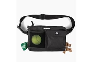 Cleverpup, Dog Walk & Train Sling Bag - Hands-Free 2-In-1 Treat Pouch, Poop Bag Holder, Clicker, Phone Pocket - Crossbody/Fanny Pack, Adjustable Strap - Graphite