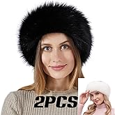 Fancylovesotio Womens Faux Fur Headband with Elastic Band Ear Warmer Earmuff for Cold Weather Furry Costume
