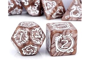 PJOY DND Dice Set Coffee Polyhedral D&D Dice for Dungeons and Dragons Role Playing Games TTRPG DND Gifts