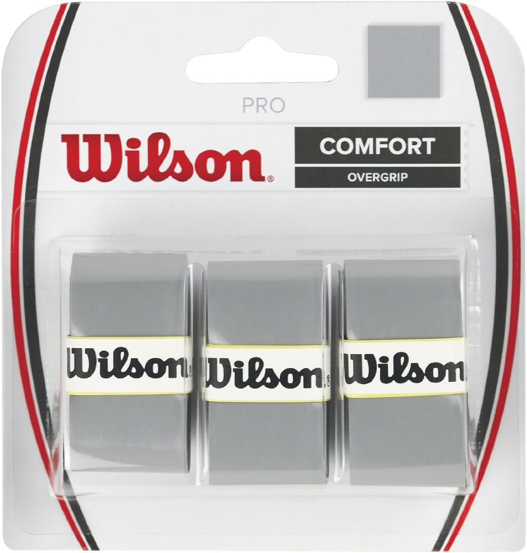 Wilson Tennis Racquet Pro Over Grip, Silver, Pack of 3, Racquet Grips
