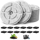 supersuki 12 Pack 7" Activated Carbon Filters for Sibays 2.5Gal / 9.5L Dog Water Fountain, 18CM Larger Cat Water Fountain Filters for Kastty 9L Large Dog Water Fountains(12 Filters+ 12 Sponges)