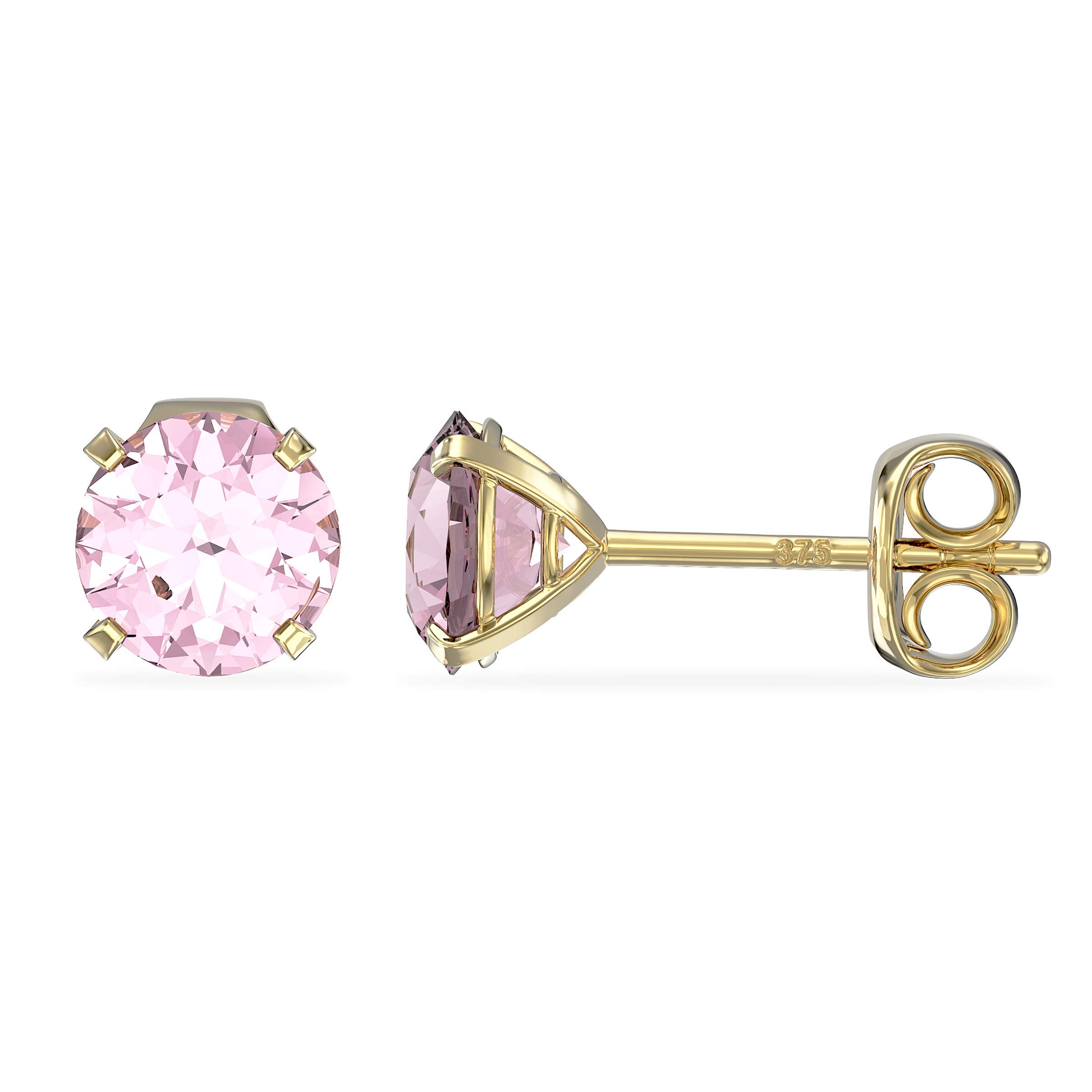 Aeon Birthstone Stud Earrings - October Tourmaline | 9ct Yellow Gold & Cubic Zirconia Diamond | Polishing Cloth Included | 4 Pronged Stone