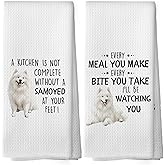 XPH Funny Samoyed Gifts Kitchen Dish Towels Set of 2, Dog Lovers Mom Gifts for Women, Dog Kitchen Decor, Dogs Pet Puppy Decor Hand Towel Tea Towels Decorations, 16x24inch