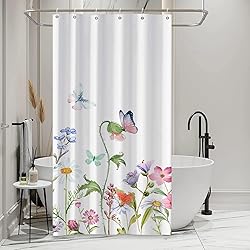 AWERT Small Half Size Stall Shower Curtain with 6