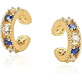 Bemoly Ear Cuff Earrings for Women 14K Gold Plated Cubic Zirconia Dangle Huggie Ear Cuffs Non Piercing | Clip On Cartilage