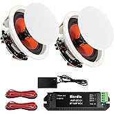 Herdio 8 Inch Bluetooth Ceiling Speakers Max Power 400 Watts 2 Way Flush Mount in Wall Speaker Great for Bathroom, Kitchen,Living Room,Office(1 Pair)