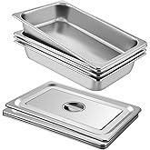 VEVOR 4 Pack Stainless Steel Hotel Pans,Full Size 4 Inch Deep 0.8mm Thick Anti Jam Commercial Food Pans with lid,for Steam Tables, Restaurants, Catering & Industrial Use".