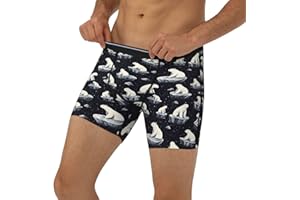 Novastar Mens Boxer Briefs - Cute Polar Bear Print Elasticity Mens Underwear Boxer Briefs Compression Shorts