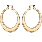 GUESS Goldtone Crystal Stone Chunky Hoop Earrings