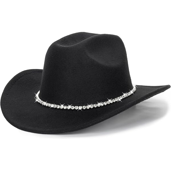7555 6 Pcs Sparkly Star Cowboy Hat Felt Black Western Hercicy 6 Pcs Sparkly Star Cowboy Hat Felt Black Western Hat  main image 4