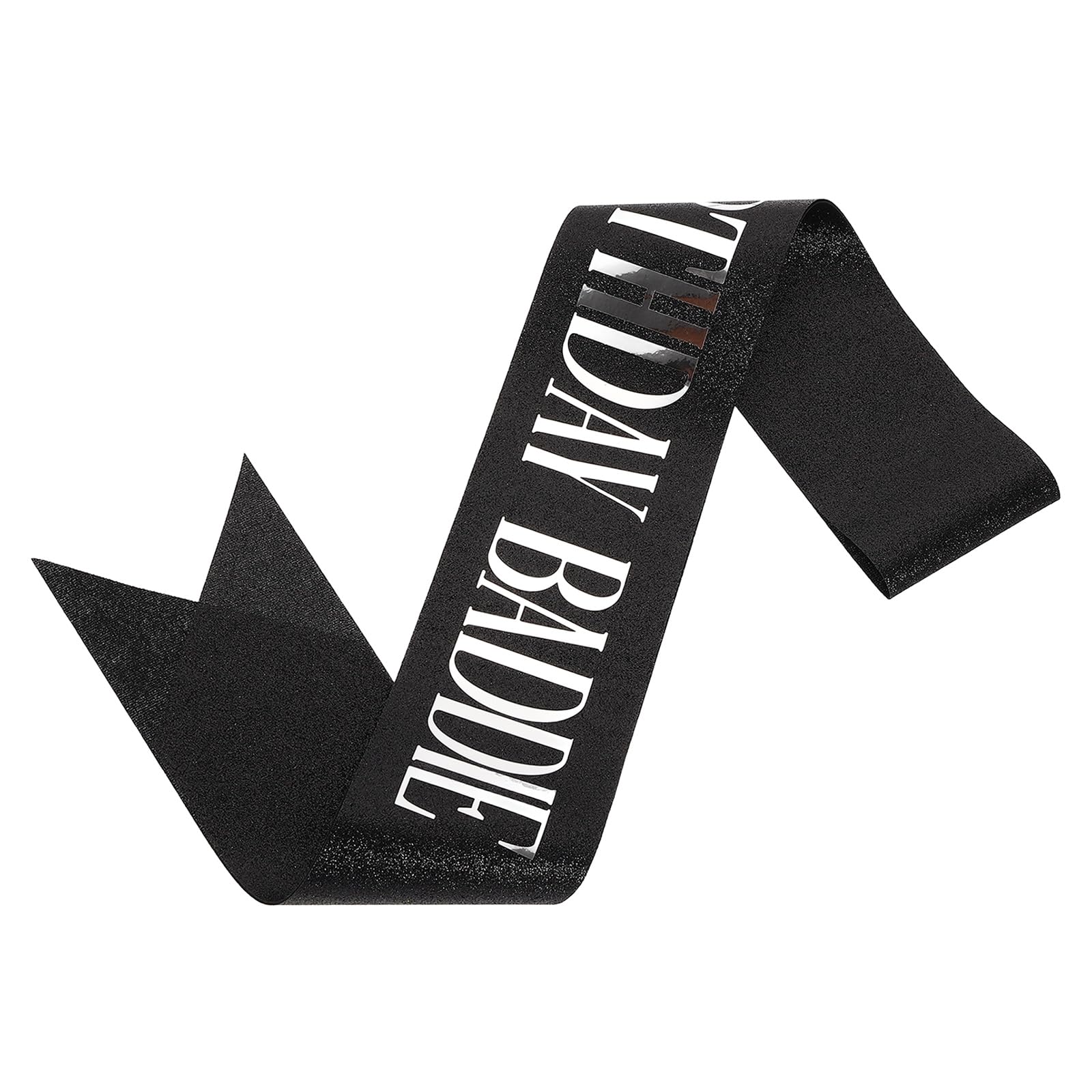 sourcing map Birthday Baddie Sash with Pin Silver Lettering Party Favors Supplies Decorations Accessories for Women Costume Gifts Sweet Birth Day, Black — image 1