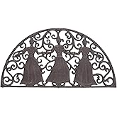 Sungmor Decorative Cast Iron Doormat - Heavy Duty Non-Slip Outside Mat Boot Scraper, Large Vintage Entryway Welcome Mat - 27.8" x 14.9" Half-Moon Scrollwork Design for Front Door Entrance, Black