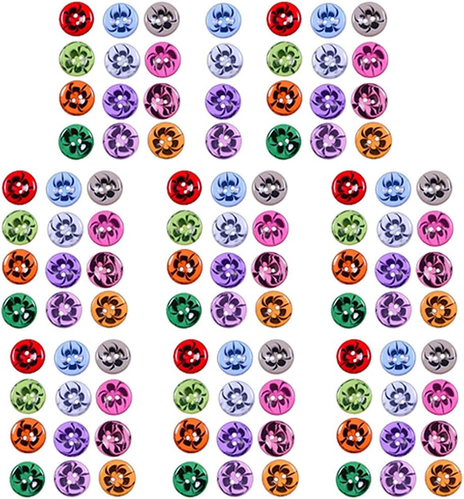 shyymaoyi Mixed Flower Shape 2 Holes Round Resin Buttons DIY Sewing Hand Craft Scrapbook Decor 100pcs