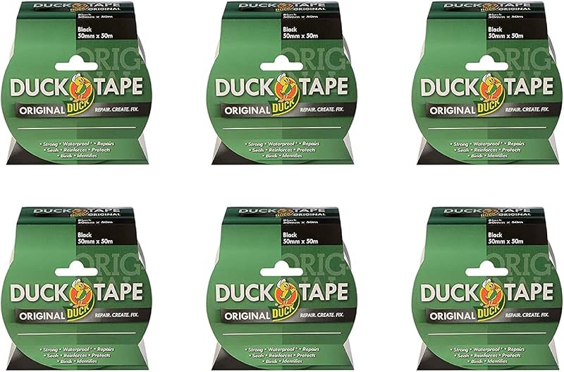 Duck Tape 211116.6 Original Silver 50mm x 50m Pack of 6 Black