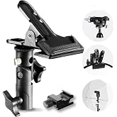 Selens Photography Reflector Clamp Holder Speedlite Hot Shoe Bracket with | 1/4" &amp; 3/8" Screw Mount with Photo Studio Light Stand, Lighting Umbrella Reflector