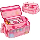 Ottkids Carrying Case Compatible with Toniebox 2 & 1, Storage Bag Organizer for Tonies Starter Set, Headphones & Accessories, Portable Travel Bag with Handle and Adjustable Shoulder Strap(Pink)