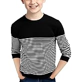 Haloumoning Boys Striped Sweaters Kids Fall Fashion Crewneck Rib Knit Pullover Sweater 5-14 Years