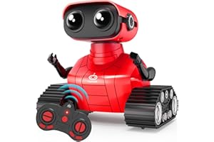 Playsheek Robot Toys Remote Control Robot Toy Rechargeable Emo Robot with Auto-Demonstration Kids Robot RC Robot for Kids Smart Robot Gift for Children Age 3 Years and Up Red