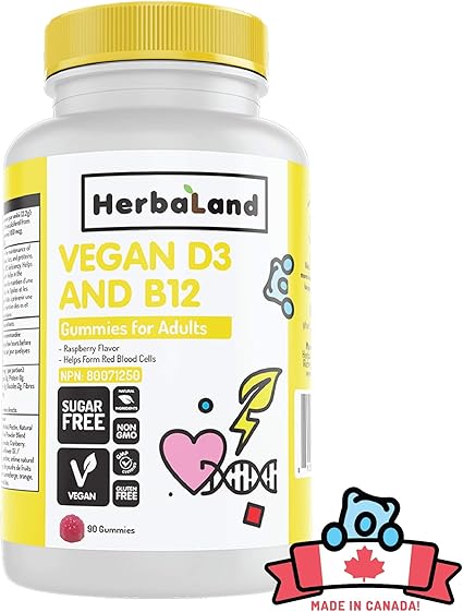 Vegan D3 & B12: Sugar-Free Gummy Vitamins for Adults: Amazon.ca: Health