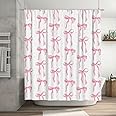 Haukea Cute Shower Curtain Pink Bow Fabric Shower Curtains for Bathroom Modern Aesthetic Cloth Shower Curtain Set with Hooks 72x72 Inch, Pink Bow