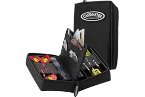 Casemaster Classic Nylon Dart Carrying Case for Steel and Soft Tip Darts, Holds 6 Darts Numerous Other Accessories via Generous Storage Pockets, Tubes and Boxes, Black
